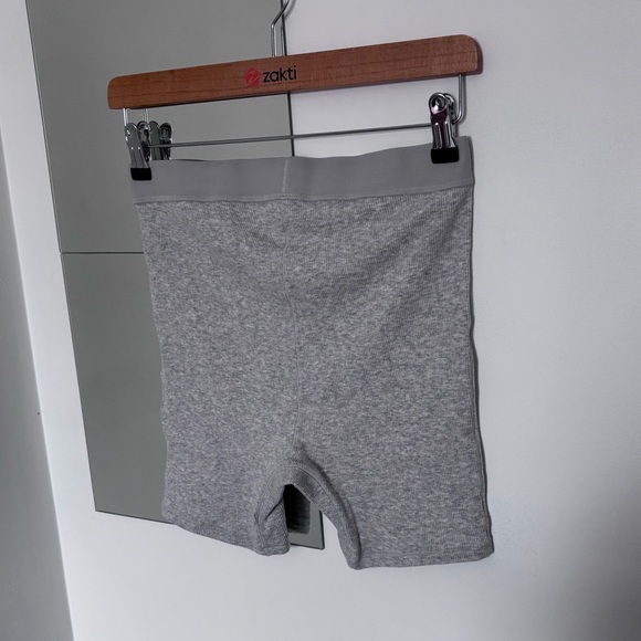 SKIMS Cotton Ribbed High Rise Boxer Shorts in Grey - Picture 5 of 10